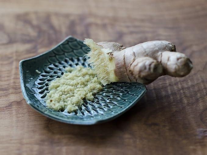 The Grate Plate 3 Piece Handmade Ceramic Garlic Grater Set - Grater, Peeler, Brush