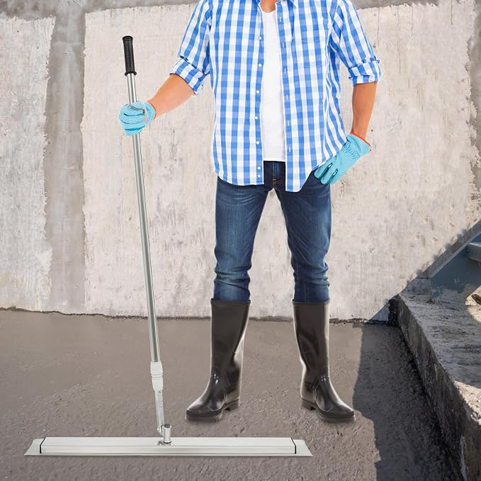 31.5''x4'' Concrete Bull Float Kit, Industrial Cement Surface Smoothing Tool, End Concrete Finishing Trowel Stanless Steel Trowel Board with Shoes for Polishing