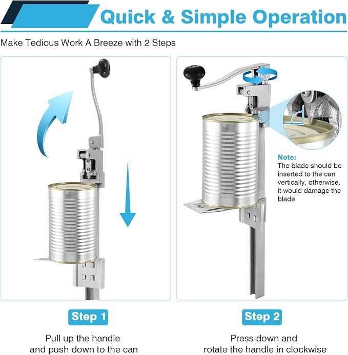 IRONWALLS Commercial Can Opener for Restaurant, 19”/48cm Heavy Duty Table Mount Manual Can Opener for Cans Up to 13” Tall, Metal Professional Can Opener with Plated Steel Base for Hotel, Food Store | Manual Industrial Can Openers for Big Cans, Heavy Du...