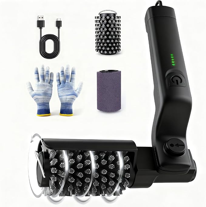 HAPOW Electric Rotary BBQ Grill Brush for Outdoor Grill, Rechargeable Cordless Electric Grill Cleaner, 3-Speed Power Control Grill Cleaning Brush with 304 Stainless Steel Bristle