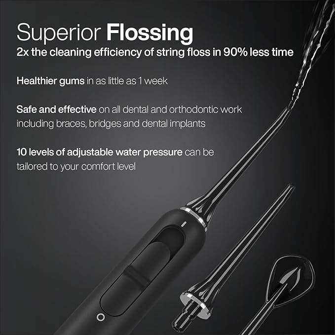 AquaSonic Home Dental Center PRO – Brushing & Flossing Made Easy – Brush & Floss – Power Toothbrush & Water Flosser – Whiter Teeth & Healthier Gums – Black Series Pro+Oral Irrigator