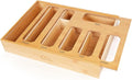 Bamboo Ziplock Bag Organizer for Kitchen Drawer & Wall Mount, Food Storage Baggie Holder, Fits Gallon Quart Sandwich Snack Freezer & Slider Bags, No Assembly, 6 in 1,Natural Color