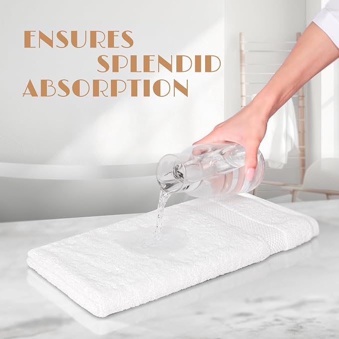 White Hand Towels Set for Bathroom, 6 Pack - Cotton Hand Towel Set for Gym, Kitchen and Spa, 16x27 Inches Soft Highly Absorbent Quick Dry Terry Salon Towels