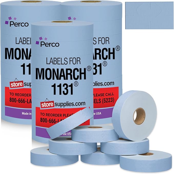 Pricing Labels for Monarch 1131 Blue - 60,000 Labels w/ 24 Rolls Value Pack, 3 Sleeves - Made in USA
