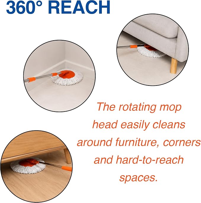 Macromax 10L Spin Mop and Bucket Set - 360° Rotating Mop with Adjustable Handle - Eco-Friendly Design with 90% Recyclable Materials - Ideal for Hardwood, Laminate & Tile Floor Cleaning