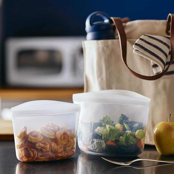 Stasher Premium Reusable Silicone Food Storage Bags, 3-Pack, Clear | Food-Safe Silicone, Eco-Friendly, Reusable Freezer Bags, Microwave, Dishwasher, Oven, Snack Bags, Lunch Containers, Meal Prep