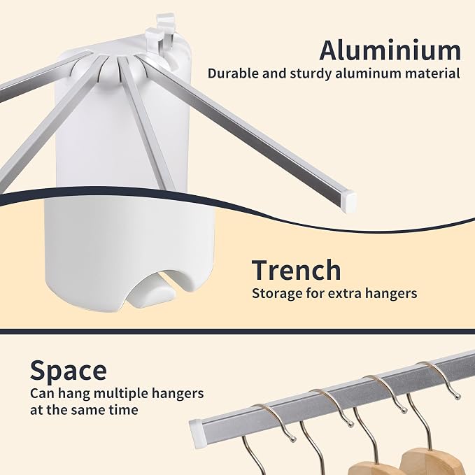 RFOUO Wall Mounted Clothes Drying Rack Tripod,Foldable Drying Rack,Wall Mounted Dryer Rack Clothing,Over The Door Drying Rack for Laundry Bedroom Household Aluminium