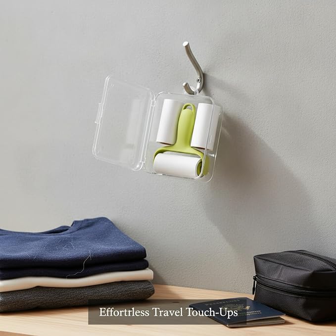 Lint Remover Mini Roller with 3 Refills, Compact Adhesive Fabric Cleaner for Travel and Daily Use, Durable PP Plastic Handle