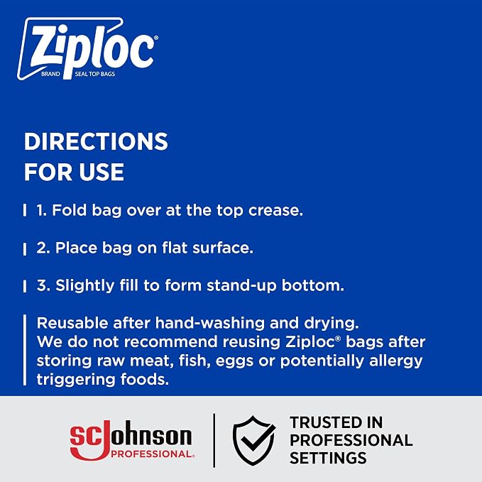 SC Johnson Professional Ziploc Quart Food Storage Freezer Bags, 9 Boxes x 60 Count, 540 Total Bags