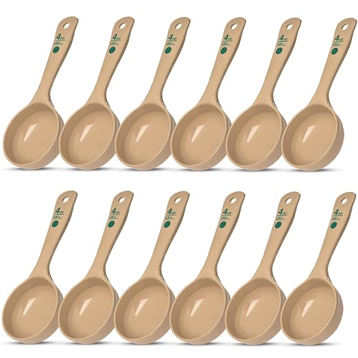 Carlisle FoodService Products 432806 Short Handle Portion Control Spoon, 4 Ounces, Beige (Pack of 12)