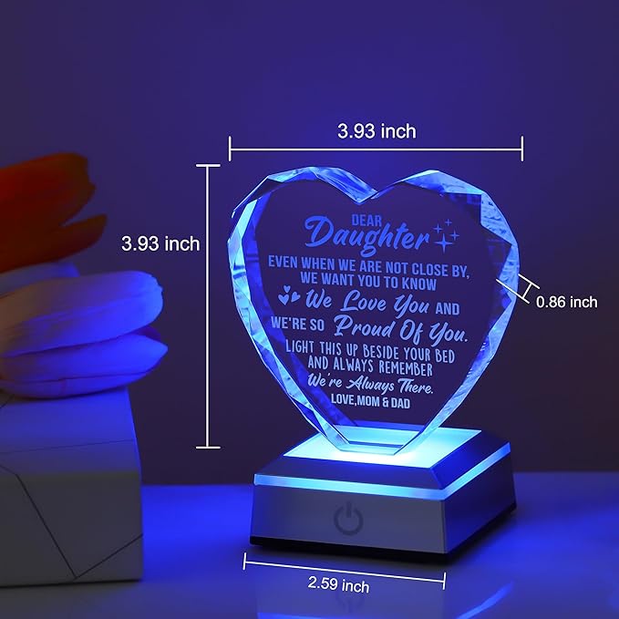 ZHSHWAT Crystal Multicolor Nightlight - Mom & Dad to Daughter Gifts for Anniversary, Wedding, Birthday & Mother's Day