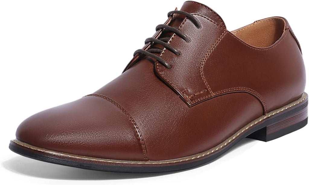 Mens Classic Cap Toe Dress Shoes Oxford for Office | Polished PU Outer Shell,Ventilated Comfortable Latex Insole. Formal Footwear Suited for Office Engagements ,Outings,Weddings