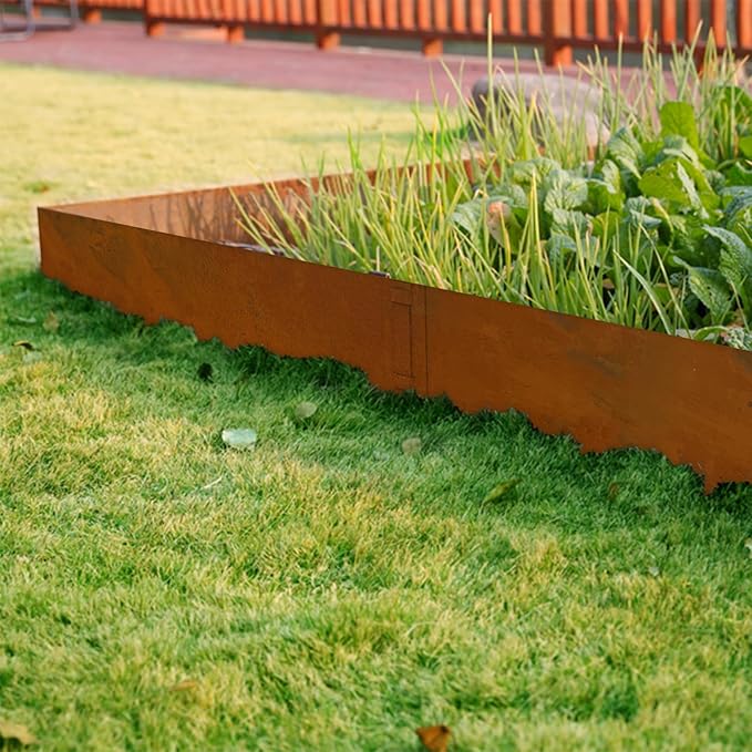 Co rten Steel Landscape Edging 12 Inch, 6 Packs Pre-Rusted | 40x12 inch | Metal Edging | 1mm thick for garden yard lawn