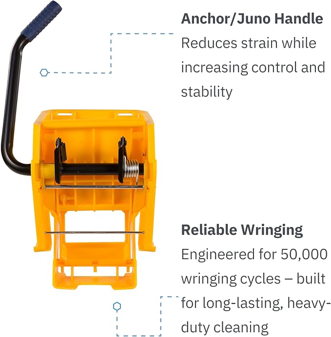 Carlisle Food Service Sparta Commercial Mop Bucket with Side Press Wringer, Floor Cleaning Essentials for Commercial and Home Use, Polypropylene, 26 Quart Capacity, 1 Count, Yellow