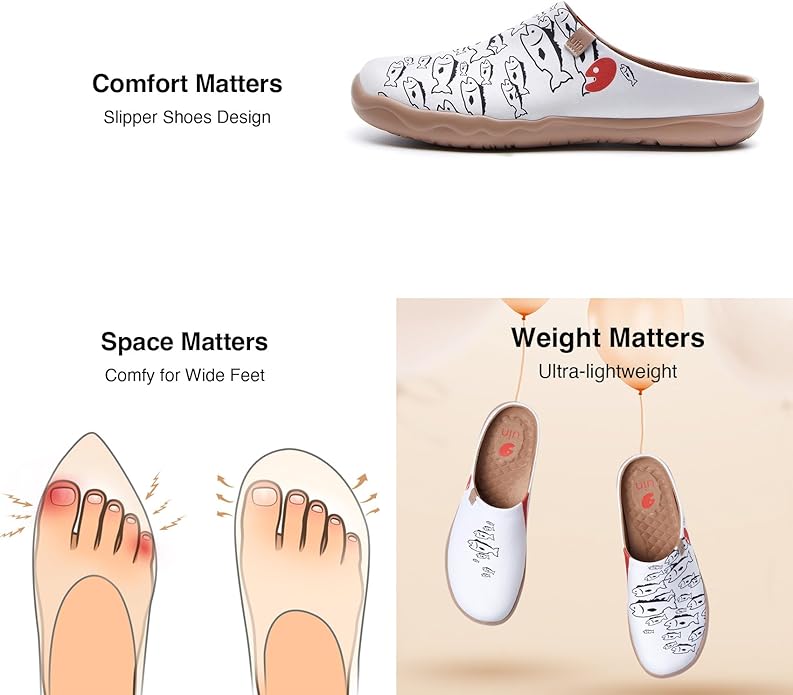 UIN Men's Mules Slipper Loafers Lightweight Mules Walking Casual Clogs Comfort Household Slip Ons Art Painted Travel Shoes Malaga Marine World
