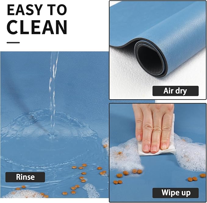 HotLive Dog Food Mat - Absorbent Cat Mat for Food and Water, No Stains Pet Feeding Bowl Mat, Easy to Clean Pet Placemats, Quick Dry Dog Water Dispenser Mat for Messy Drinkers | Blue 16"x 24"