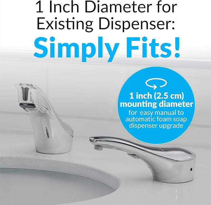 Bobrick B-8281 Automatic Foam Soap Dispenser, Top-FillTouch-Free Soap Spout 34-fl oz. (1.0-L) Foam Soap Capacity, For Public Restroom Countertops, Retrofit 1” Mounting Diameter, Chrome Finish