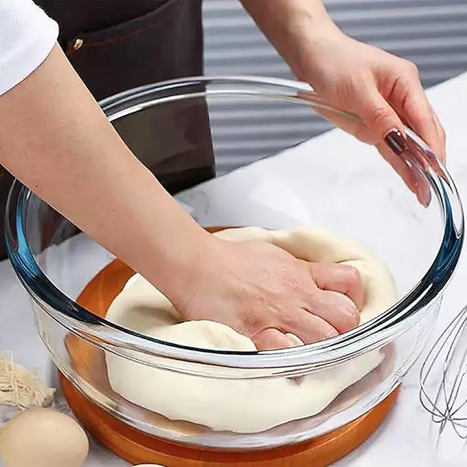 OZY 6.3 Quart Large Glass Mixing Bowl with Lid,Large Glass Bowl for Sourdough Bread Making,Kitchen Salad Bread Storage