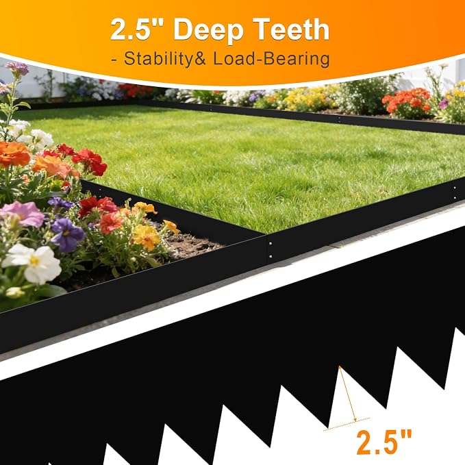 20ft. 40" L × 6" H Metal Landscape Edging, 6 Pack Garden Border | Steel Edging for Landscaping with Screws, Hammer-in Flexible Lawn Edging, No Dig Edging, Metal Edging for Pathway, Yard