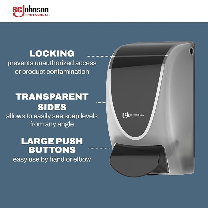 SC Johnson Professional Clear FOAM Dispenser and Refill Starter Kit, Wall Mount Soap Dispenser for Hand Soap, 1 Refresh Clear FOAM Hand Wash, 1 Liter Cartridge, 33.8 fl. oz., for Professional Use Only