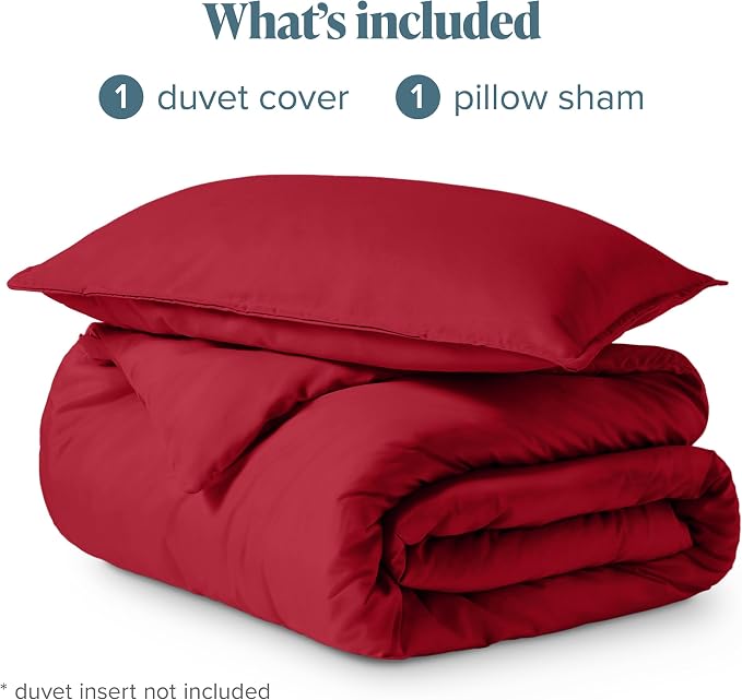 Bare Home Bedding Duvet Cover Extra Long Size - Premium 1800 Super Soft Collection - Lightweight, Cooling Duvet Cover - Soft Breathable Bedding (Twin/Twin XL, Red)