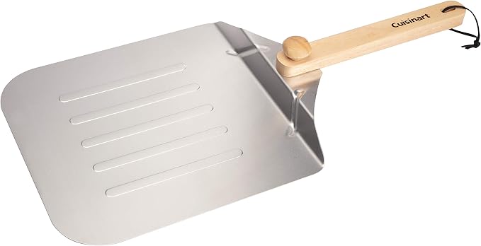 Cuisinart 14” Aluminum Pizza Peel, Lightweight Pizza Spatula with Foldable Wood Handle for Family Pizzas, Dough, Bread, Flatbreads, and More