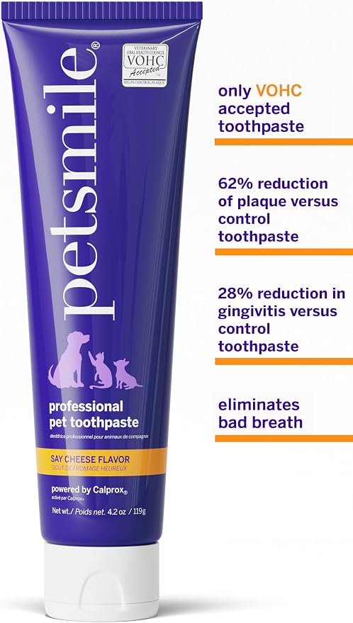 Petsmile VOHC Accepted Pet Toothpaste, London Broil 4.5 Oz, Cats + Dogs | VOHC Accepted, Calprox® Powered, Fights Plaque + Tartar, No-Brush Required, Human-Grade Ingredients, 6-Month Supply, Vegan
