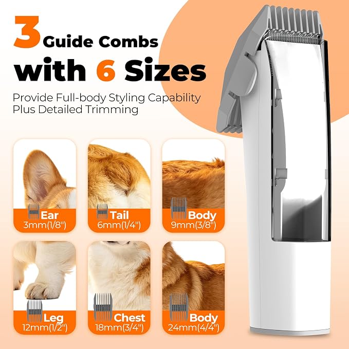 Dog Grooming Vacuum Kit, 12000Pa Strong Suction Pet Hair Vacuum for Shedding, Low Noise 50dB, 2L Large Capacity Dust Cup, Quiet Grooming Kit for Dogs & Cats, PG100
