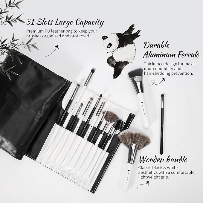 DUcare 31Pcs Pro Makeup Brushes Set with Organizer | Dense Ultra Soft Bristle Makeup Brush Set for Foundation,Powder, Contour, Bronzer,Highlight, Concealer, Eyeshadow