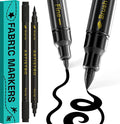ARTISTRO 2 Black Dual-Tip Fabric Markers Decorating Kit Permanent for Cloth | Brush & Fine Tip, Acrylic Paint Pens for Sneakers, Bags, Shoes, Textiles, Canvas, Sewing, Craft, & DIY