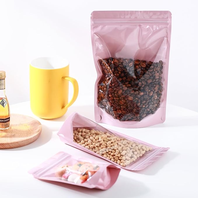 150 Pcs 4x6 Mylar Bags for Food Storage Mylar Bags with Window Stand Up Pouches Small Resealable Smell Proof Bags Freeze Dried Candy Packaging Bulk