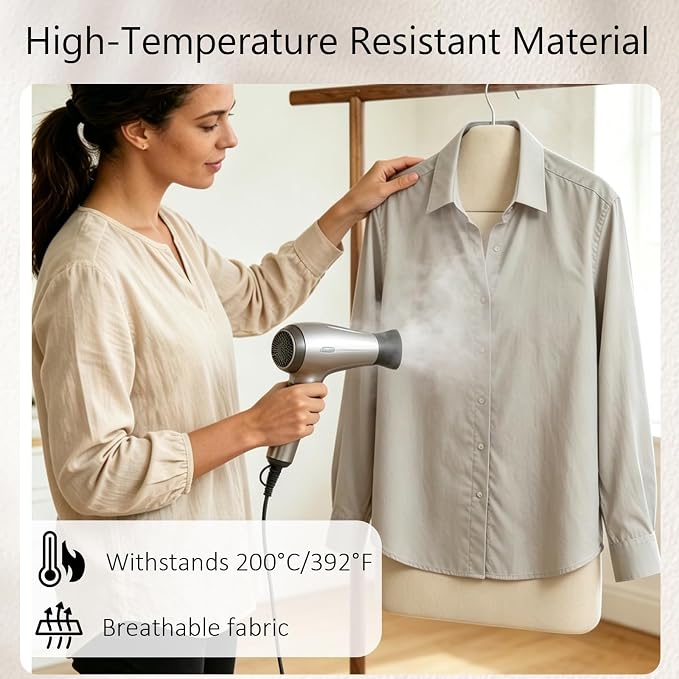 Foldable Steam Board with Ironing Glove 32" x 16" Steamer Board for Clothes 360° Rotating Hook for High Pressure Steaming Clothes Hanging Ironing Board Standing Steamer for Home Travel Use