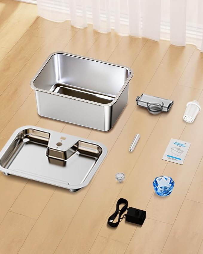 Stainless Steel Water Fountain for Large Dogs 3-Gallon Extra-Large Capacity Pet Water Dispenser Multi-Pet Compatible Drinking Bowl Easy to Clean Quiet Pump Design