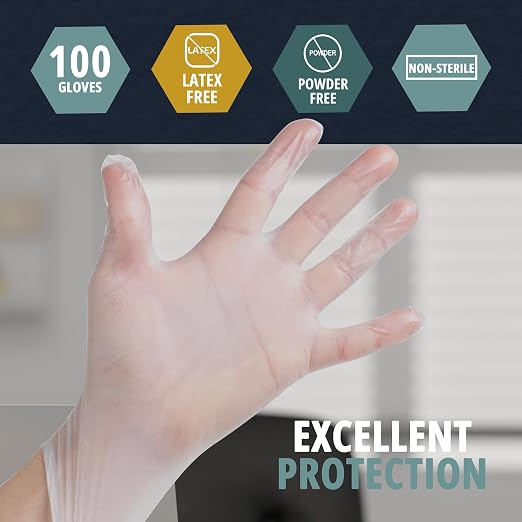 MED PRIDE Vinyl Medical Exam Gloves,Powder & Latex-Free, Medium,100-Count