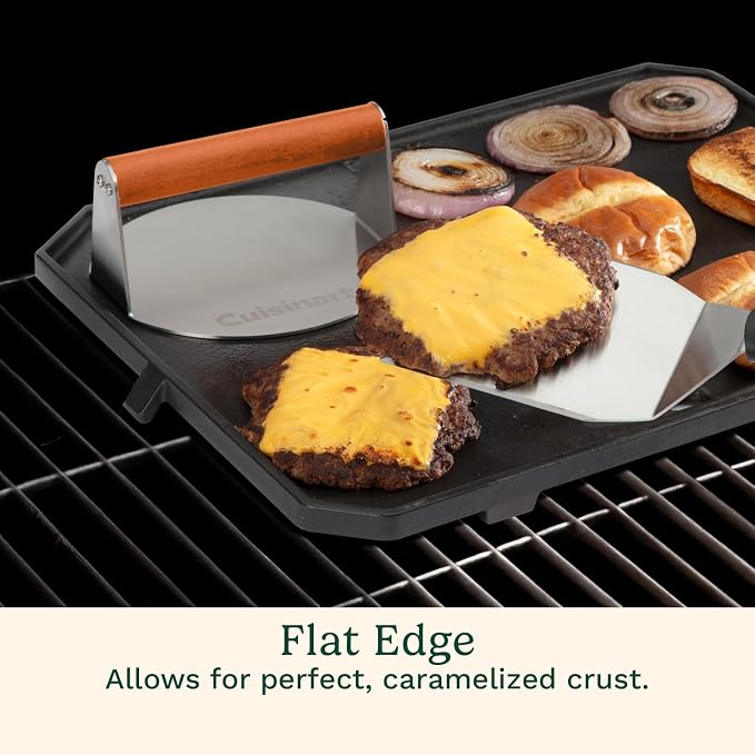 Cuisinart 6" Stainless Steel Smashed Burger Press, Juicy and Crispy Burgers for BBQs, Cookouts