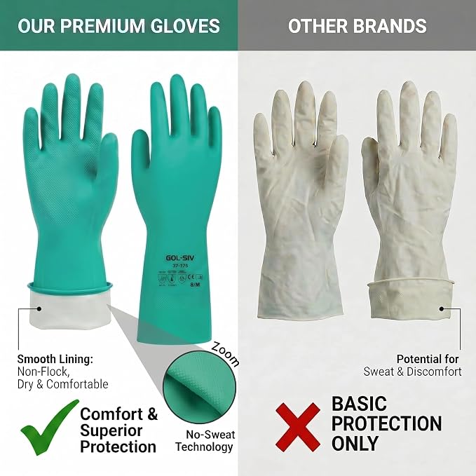 18mil Nitrile Chemical Gloves, EN374 Type A, 12 Pairs, XL | Heavy duty puncture resistant work gloves for automotive, painting & industrial use.