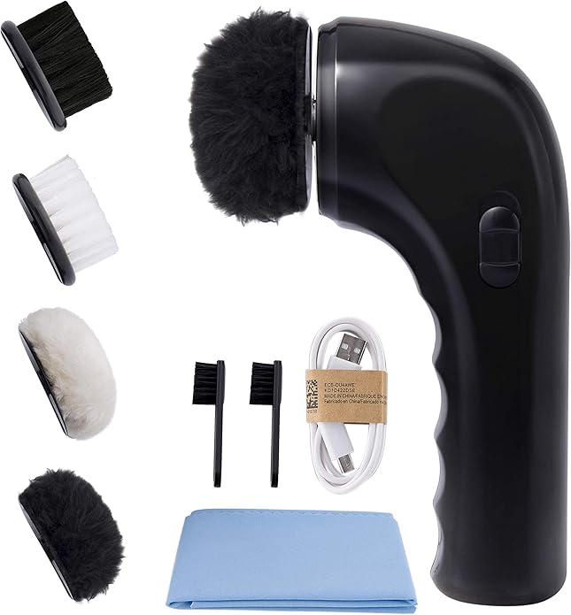 Electric Shoe Shine Kit, Electric Shoe Polisher Brush Shoe Shiner Dust Cleaner Portable Leather Care Kit for Shoes