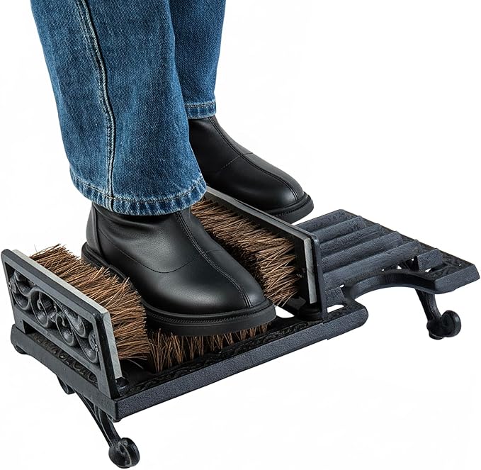 MyGift Heavy Duty Shoe Scraper and Boot Brush, Vintage Cast Iron Shoe Dirt Scrubber Cleaner/Outdoor Boot Mud Brush | Vintage Mud Scrubber Removes Dirt from Work Boots, Hiking Shoes, Rain Boots & Garden Footwear
