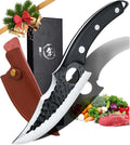 DRGSKL Huusk Japan Knife Upgraded Version, Fillet Caveman Viking Knives | High Carbon Steel ATS-34, Portable Sheath, Full-Tang Wood Handle, Gift Box, Anti-sticking & Antirust Hammer Texture