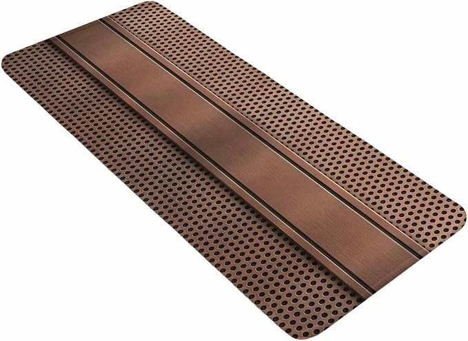 Brown Metal Hole Bathroom Runner Rugs Non Slip Washable Absorbent Narrow Long Bath Mat Copper Net Eye Hole Pattern Runner Rugs for Kitchen Hallway Bedroom Laundry Study Room 15.7"x47.2"