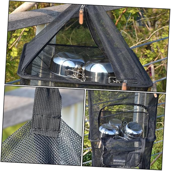 KOMBIUDA Outdoor Camping Bowl Storage Dryer Rack Drying Rack for Dishes Foldable Laundry Drying Mesh Net