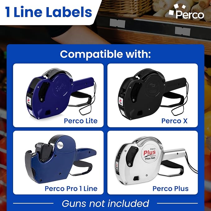 Custom Price and Date Labels - 32,000 Price Marking Labels for Perco Lite, X, Plus and Perco Pro 1 Line Guns - Choose Color, Font and Imprint - 32 Rolls, 4 Sleeves - Made in USA