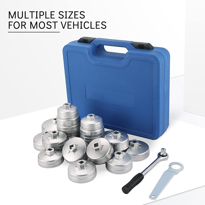 23PCS Oil Filter Removal Tool, Oil Filter Removal Cap Wrench Socket Tool Set 1/2" Automotive Removal Garage Tool