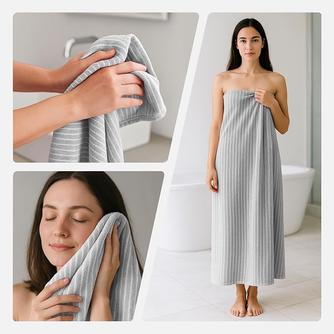 REDKISS 6-Piece Microfiber Bath Towel Set, Ultra Soft, Highly Absorbent & Quick Dry, 35x70 Inch Oversized, Light Gray Towels for Bathroom, Spa, Gym, 2 Bath 2 Hand 2 Washcloths