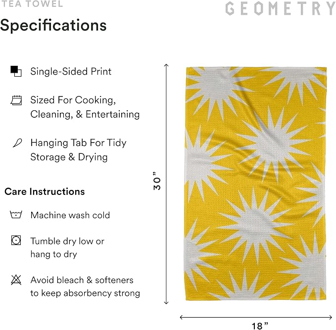 GEOMETRY Spring Kitchen Towels - Quick Dry Microfiber Cloth Spring & Summer Dish Towels for Kitchen Drying - Premium Quick Dry Towel - Lilac Sunburst, 18" x 30" - 2-Pack