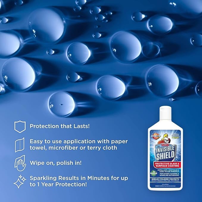 Invisible Shield Glass Essentials Shower Door Protectant and Water Spot Remover Kit 32 oz