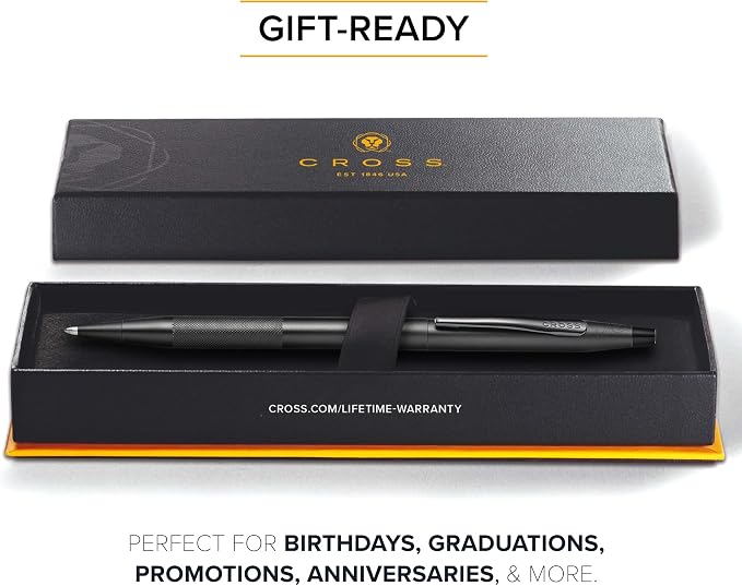 Cross Classic Century Black PVD Micro-knurl Ballpoint Pen - Refillable Pen for Effortless Writing - Black Ink - Durable Construction - Premier Distinctive Look - Gift-Ready