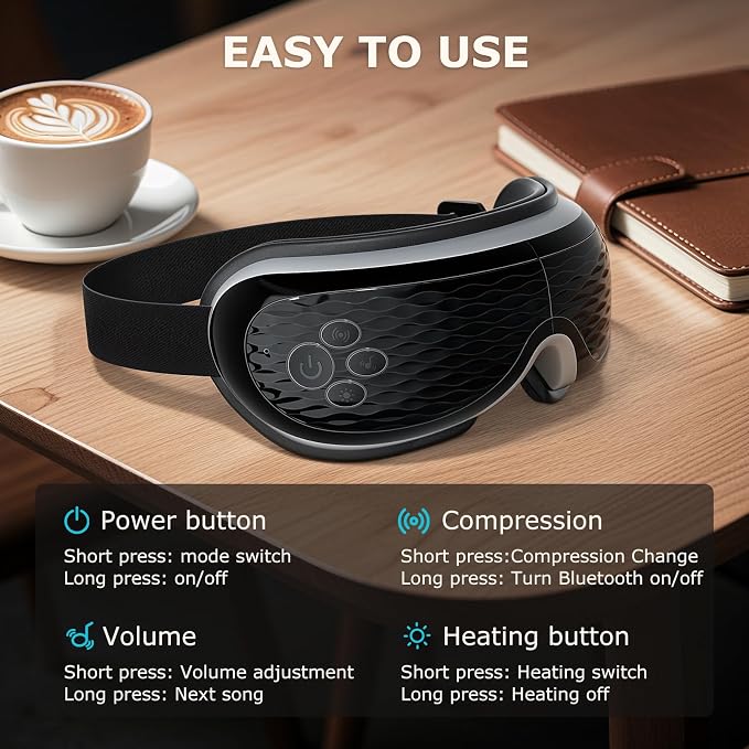 ALLJOY Eye Massager with Heat and Cooling, FSA Eligible HSA, Eye Massager with Removable Gel Mask, Birthday Gifts for Women Men Her Him Eye Care Devices for Migraine, Reduce Dry Eyes
