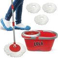 Revolution Deluxe Spin Mop & Bucket, w/ 3 Microfiber Washable Heads, 1 Pair Microfiber Mop Slippers, Fast Dry, Deep Clean Floors & Hands-Free Wringer, Easy Spin Dry, No Exhaustive Foot Pedal, LOLA