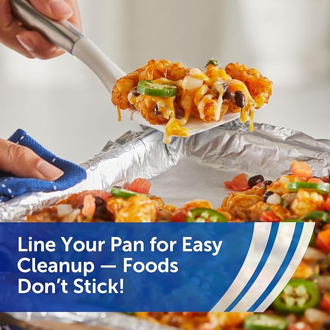 Reynolds Wrap Non-Stick Aluminum Foil, Heavy Duty Kitchen Foil for Easy Prep, Cooking, Baking and Cleanup, Food Storage and Grill Use, 50 Square Foot (Pack of 4)